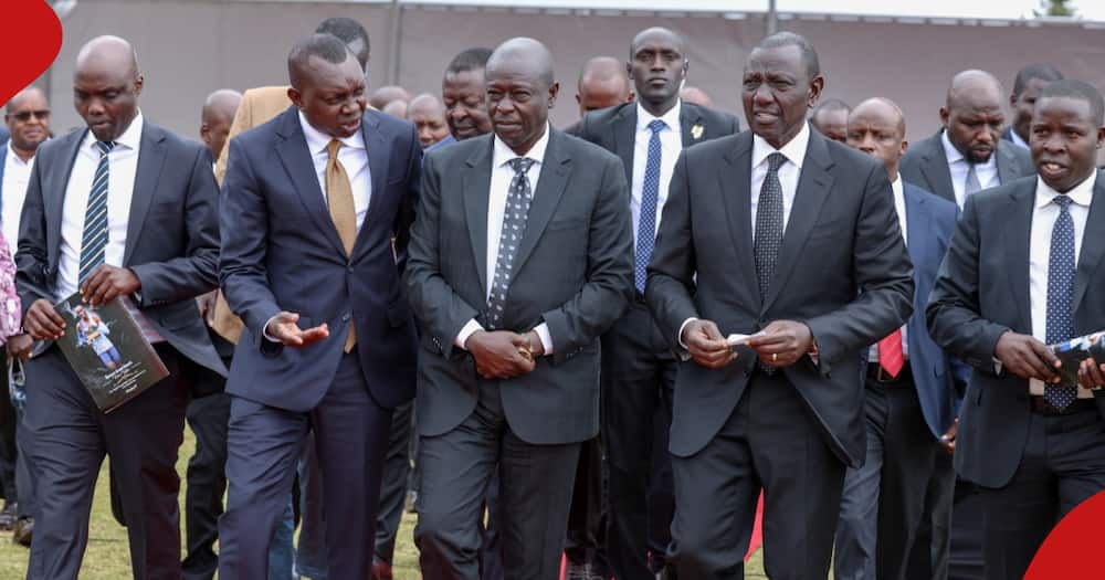 Kapseret MP Oscar Sudi with President William Ruto and his deputy Rigathi Gachagua.