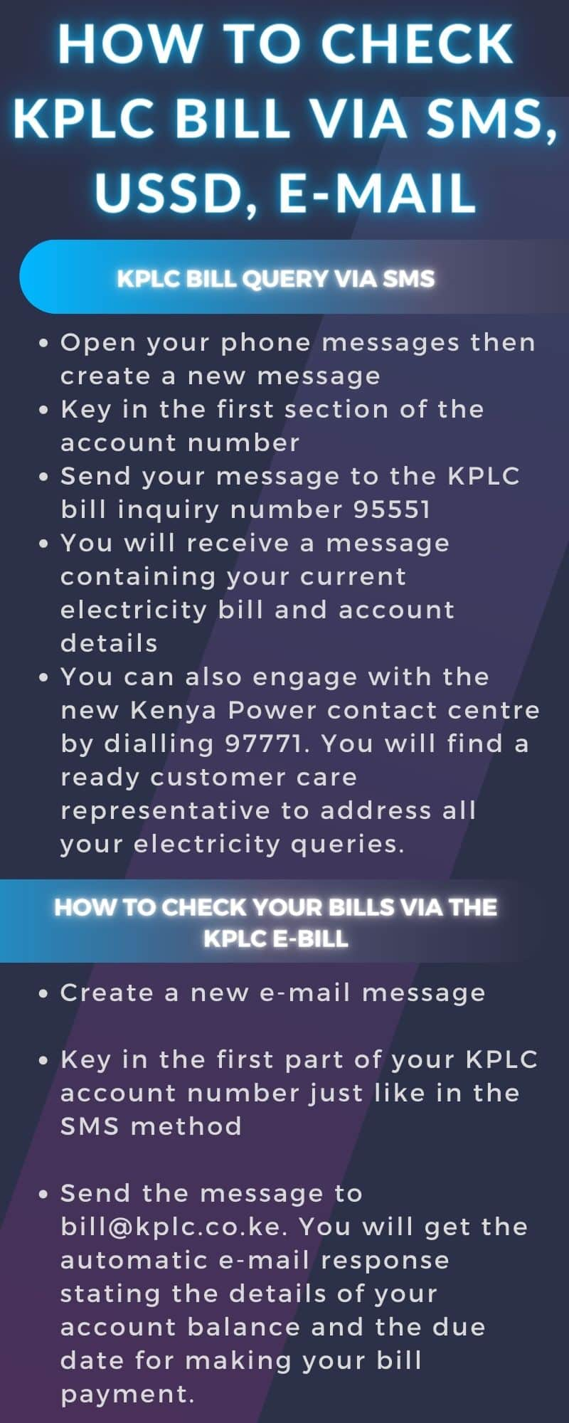 How to check KPLC bill via SMS, USSD, e-mail: A comprehensive guide ...