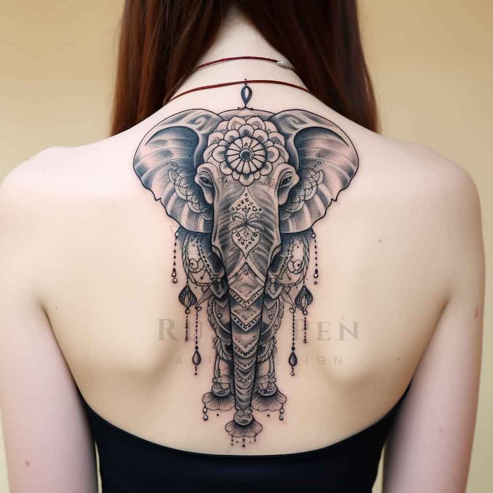 Elephant back tattoo