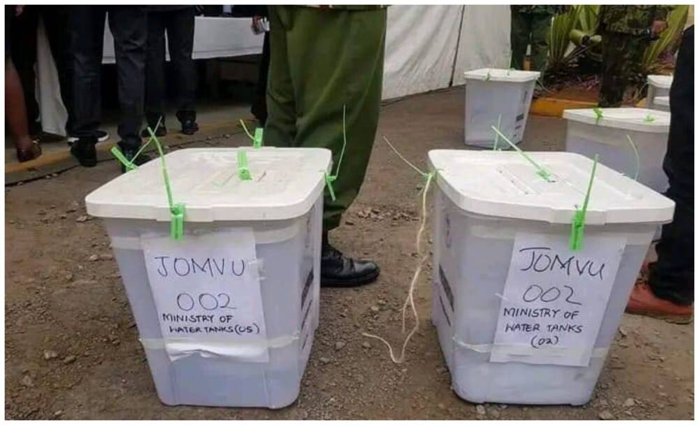 Ballot boxes.