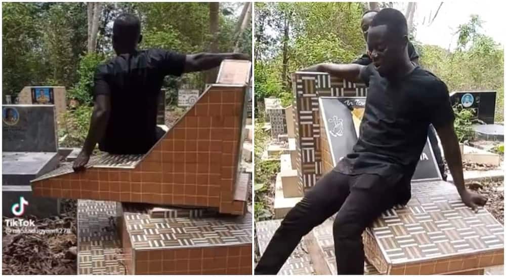 Netizens reacted to the man playing on top of a spinning tomb.