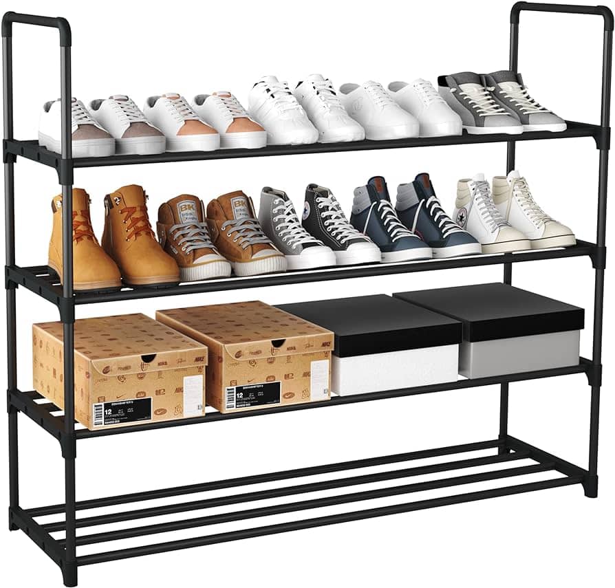 4-tier metallic shoe rack