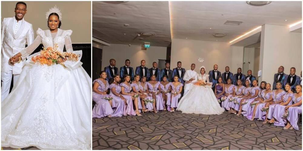 Adedimeji Lateef and Mo Bimpe had 18 women and 13 men walking them down the aisle. Photo: @klalaphotography.