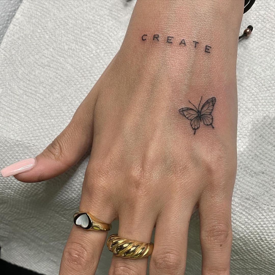 3D Butterfly Hand Tattoo