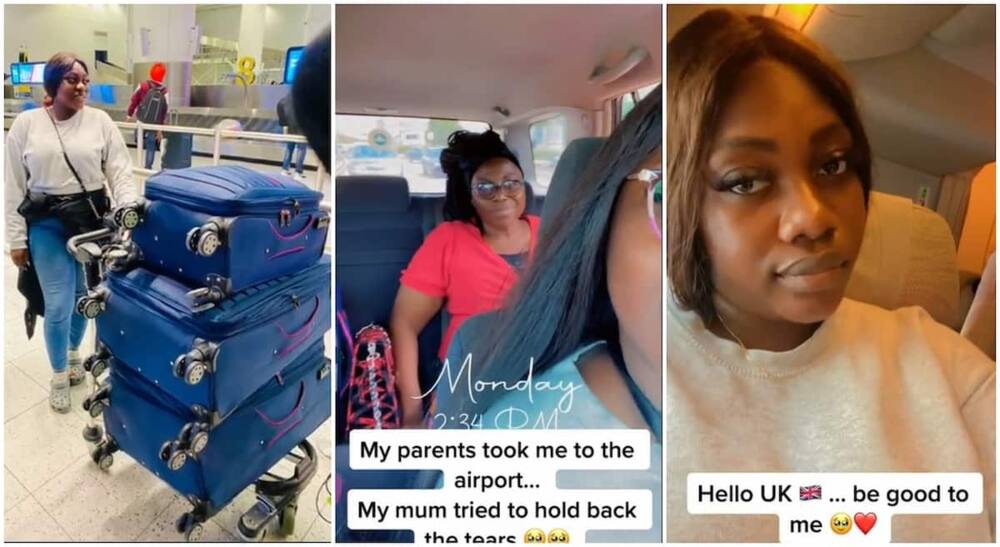 Photos of Fey, a Nigerian lady being driven to the airport as she relocates to the UK.