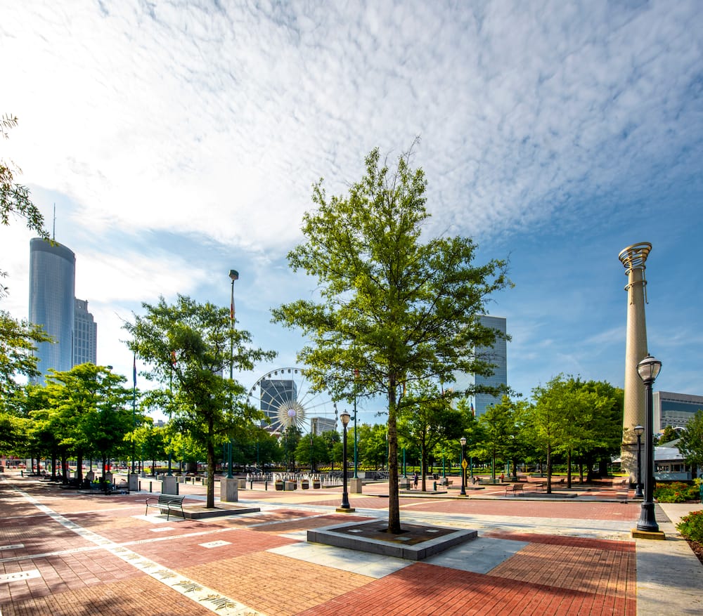 Morning view of Centennial Park, Atlanta, Georgia
