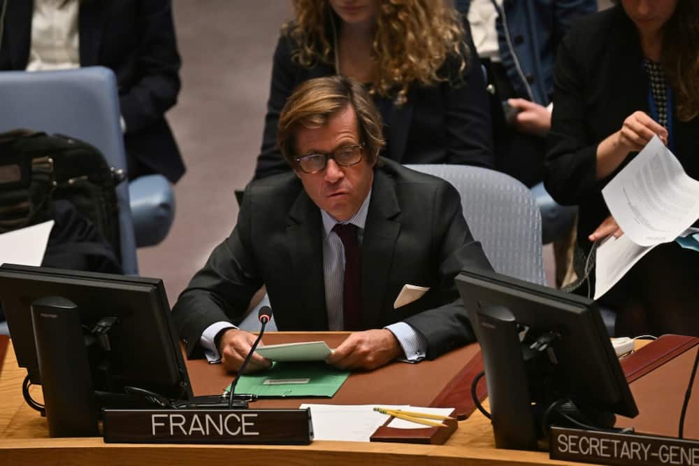 French ambassador to the United Nations Nicolas de Riviere speaks at a Security Council meeting on October 21, 2022