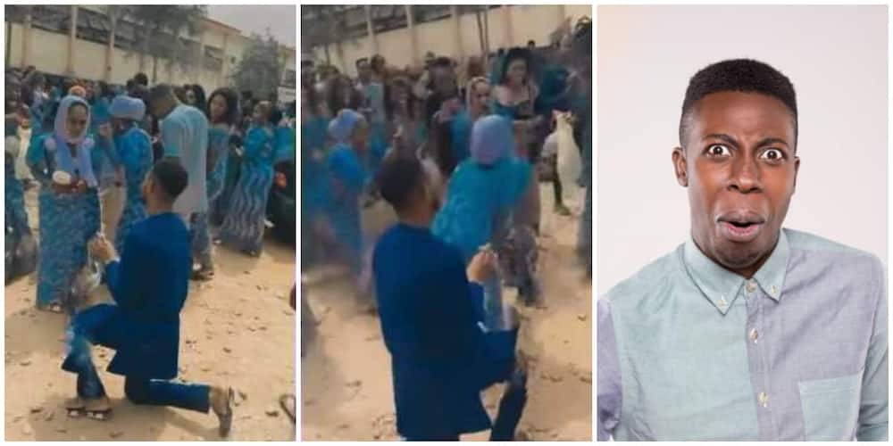 Reactions as overexcited lady ignores man's proposal, burst into dance moves with her friends in video