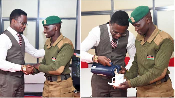 Ababu Namwamba Serves Tea to NYS Officer Who Crouched To Wipe His Shoes: "Sikuwa Nimeona Uchafu"