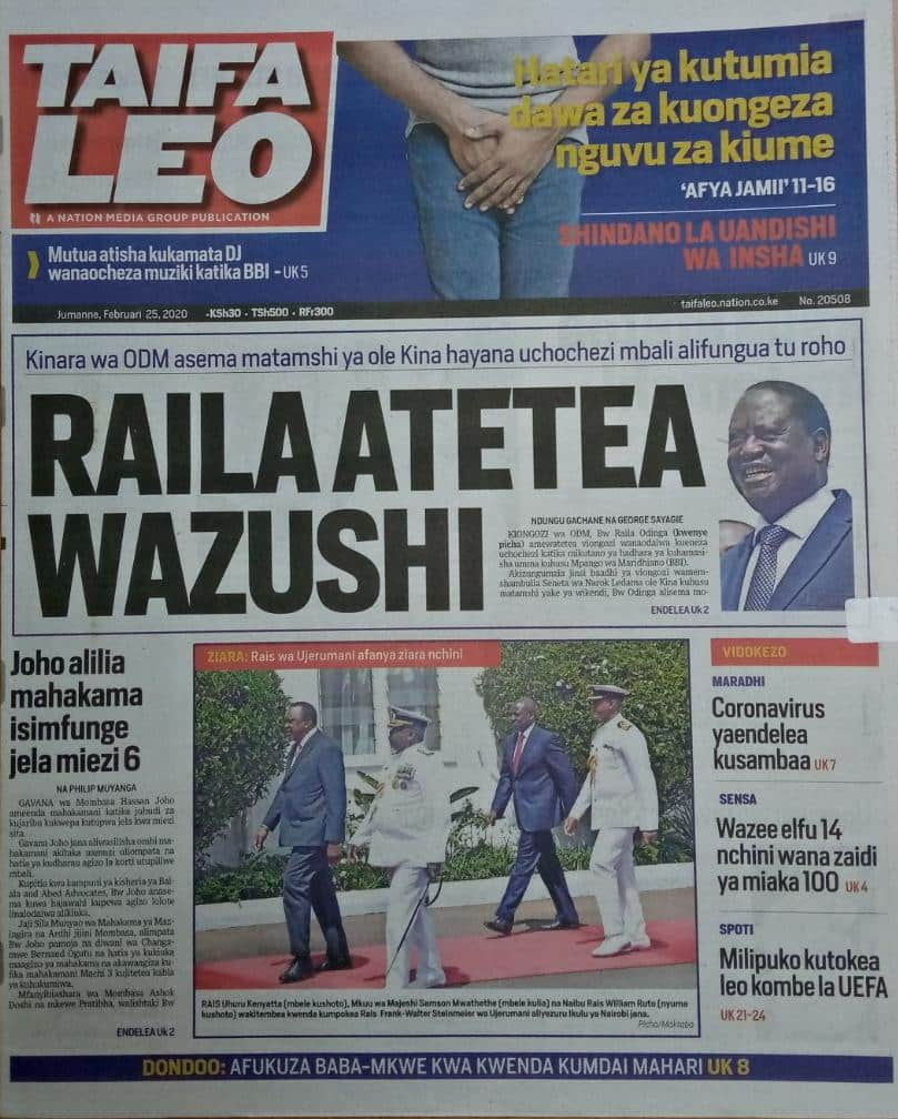 Magazeti ya Kenya, Jumanne, Febrauri 25