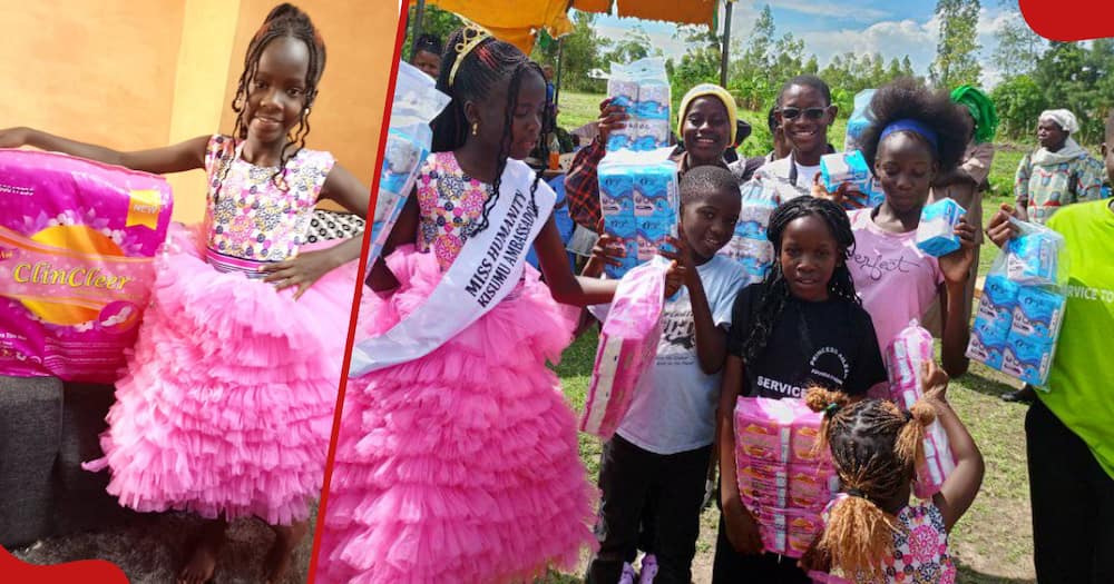 Aileen Akinyi marked her 11th birthday by donating sanitary pads and inner wears.