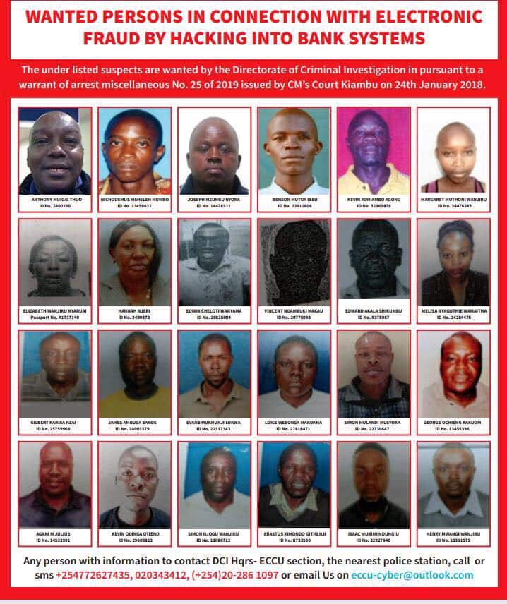 Detectives parade faces of Kenyans believed to be hacking bank systems