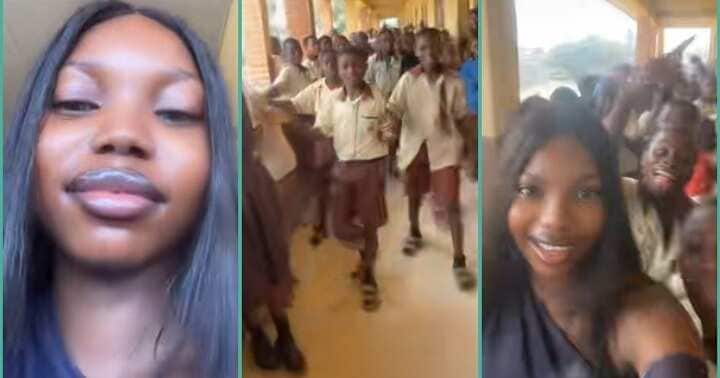 Secondary school students hail pretty corps member