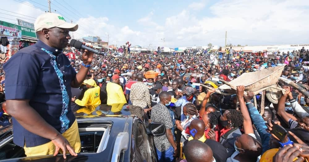 Deputy President William Ruto in West Pokot County popularising his hustler nation. Photo: William Ruto.