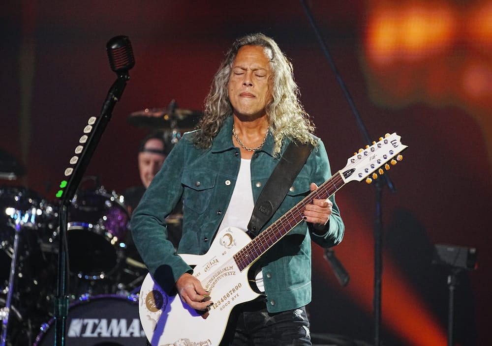 Kirk Hammett performs onstage as Metallica Presents: The Helping Hands Concert (Paramount+) at Microsoft Theater
