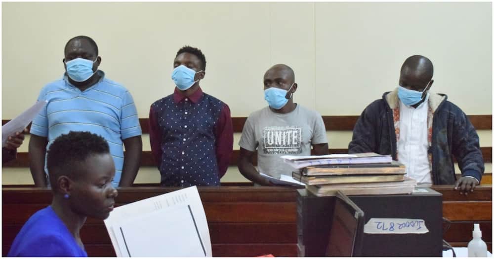 Four men accused of cyberbullying Mango Kubwa MCA. Photo: Zipporah Weru.