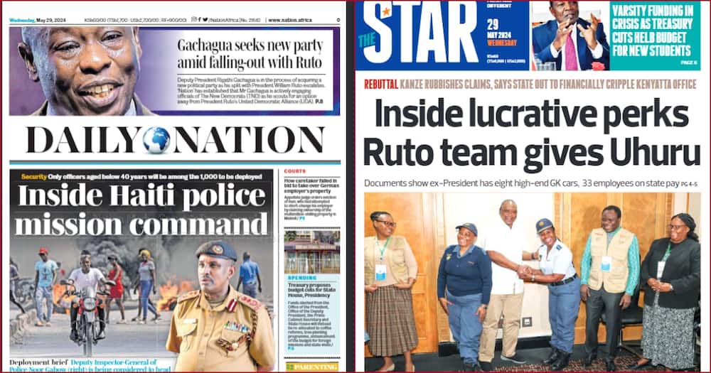 Front headlines for Daily Nation and The Star newspapers.