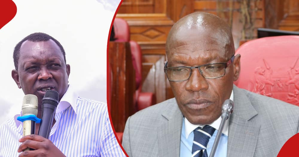 Oscar Sudi (left frame) responds to Boni Khalwale (right frame) for questioning source of his wealth.