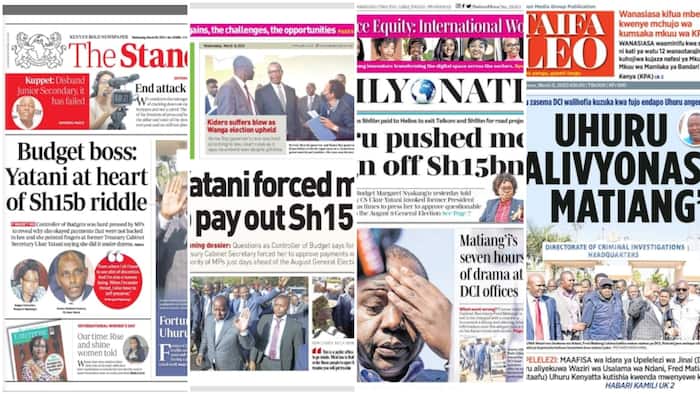 Kenyan Newspapers Review for March 8: Uhuru Kenyatta's Intervention That Saved Fred Matiang'i from DCI