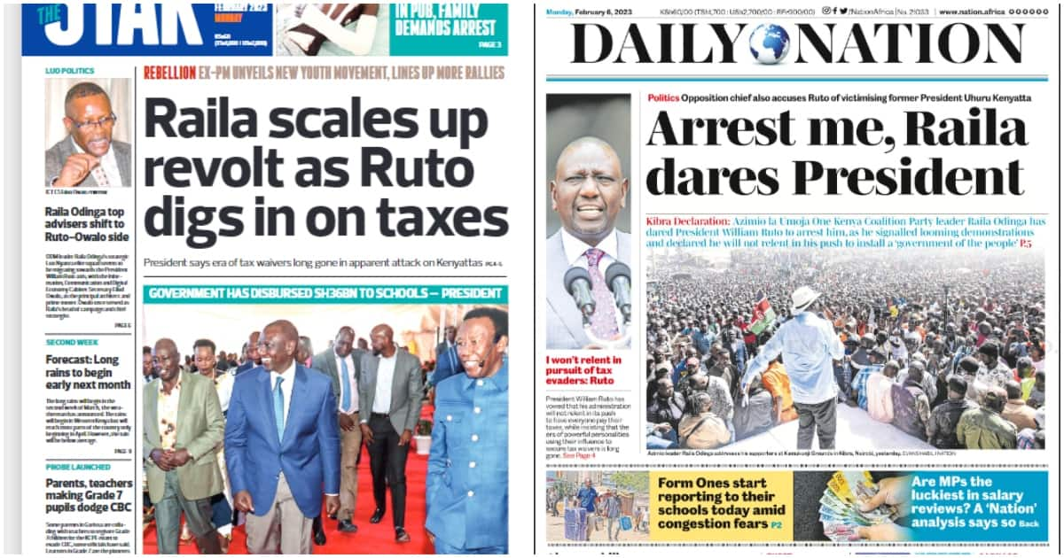 Kenyan Newspapers Review, February 6: Raila Odinga Dares Ruto To Arrest ...