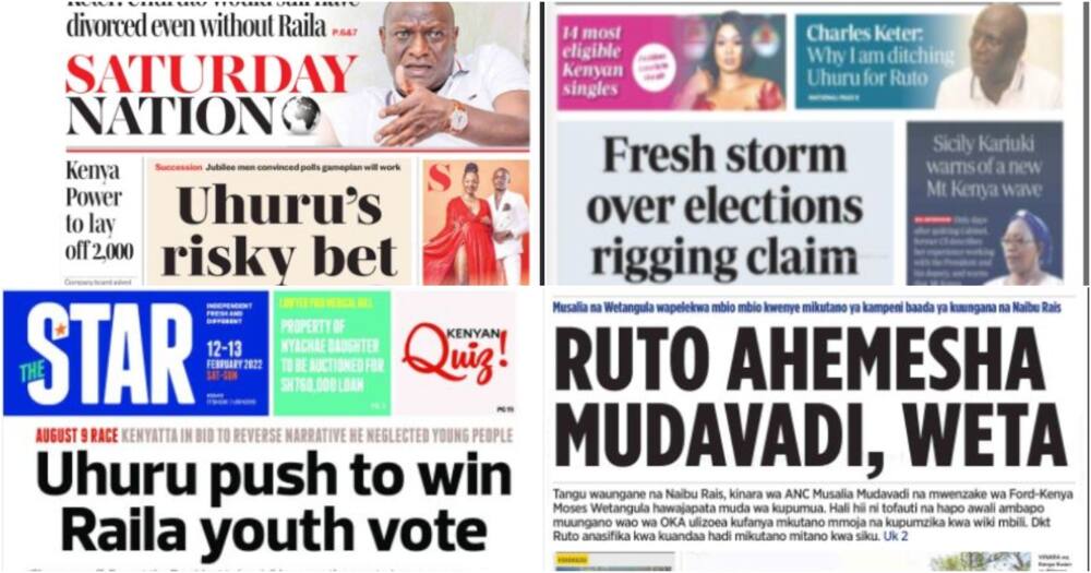 Newspapers Review: Uhuru Says Country Say Safe in Raila's Hands, Youths Chant 'Yote Yawezekana Bila Ruto'