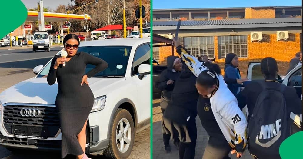 A teacher shared a heartwarming video of her colleagues and students celebrating her new car