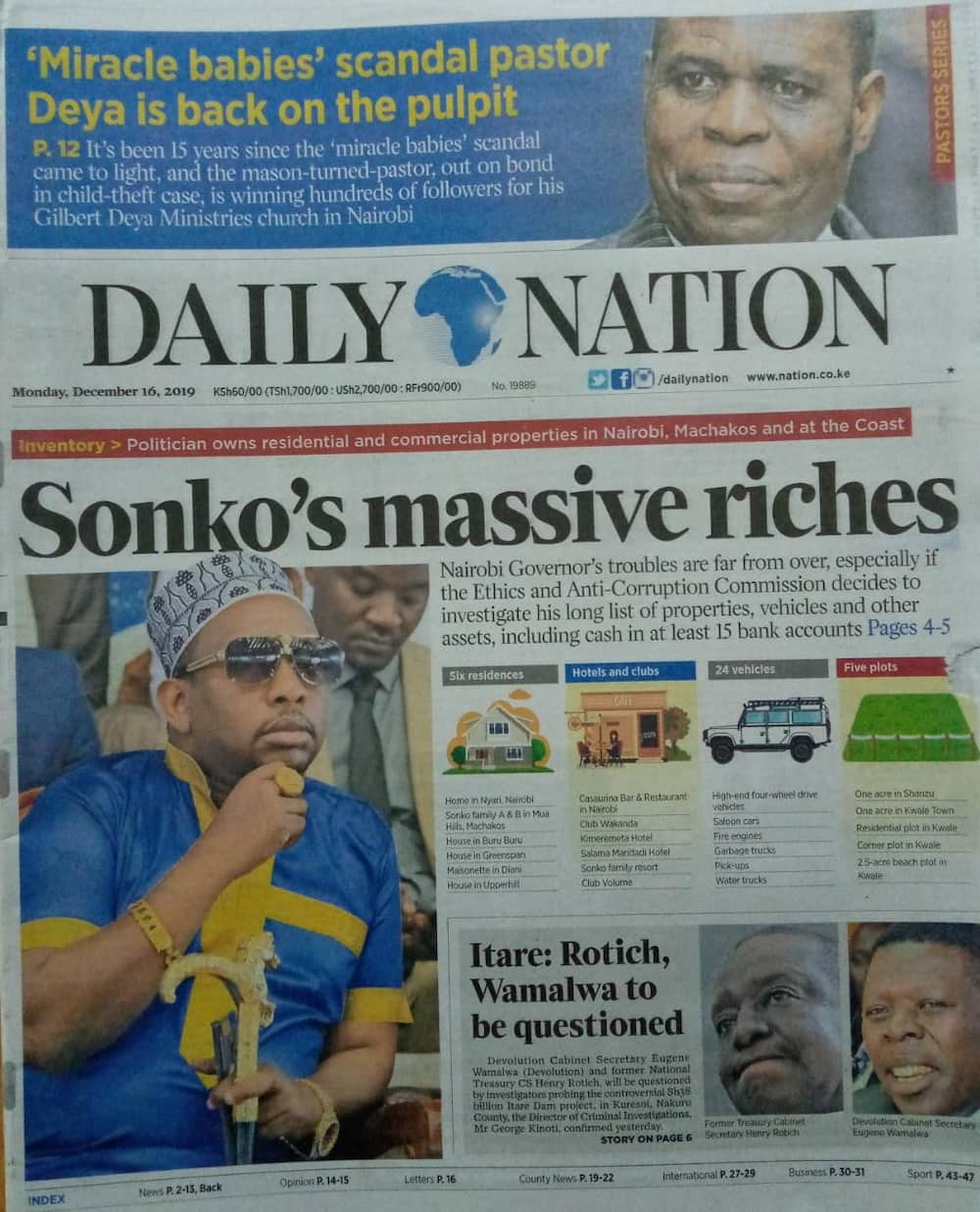 Kenyan newspapers review for December 16: DP Ruto, Kalonzo allies vow to paralyse bid to impeach Governor Mike Sonko