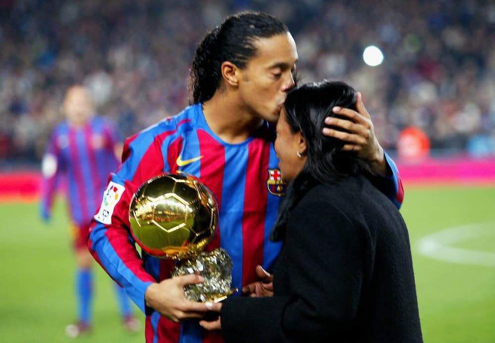 Ronaldinho and his mother
