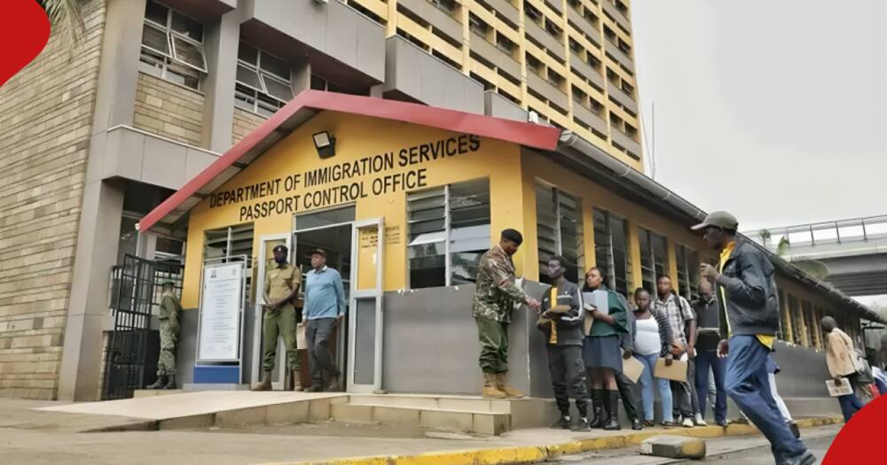 Passport applicants outside Immigration offices in Nairobi.