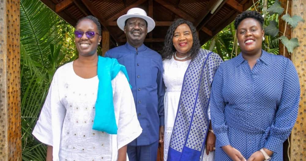 Raila Odinga Sweetly Pose with Ida, Daughters Ahead of Meeting with Women: "Out with My Girls"