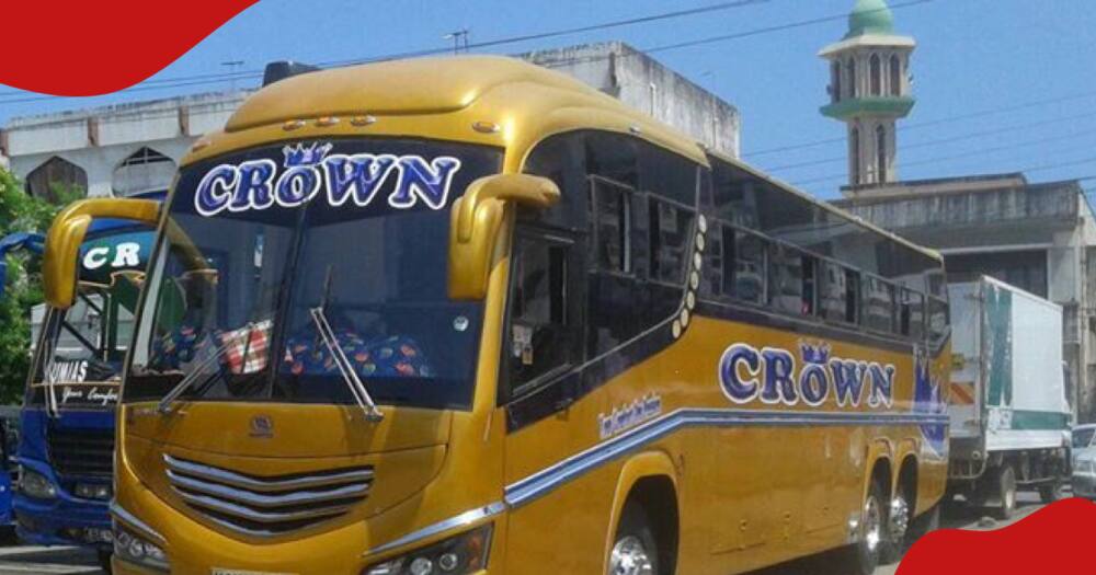Bus belonging to Crown Bus Services company on the Kenyan road.