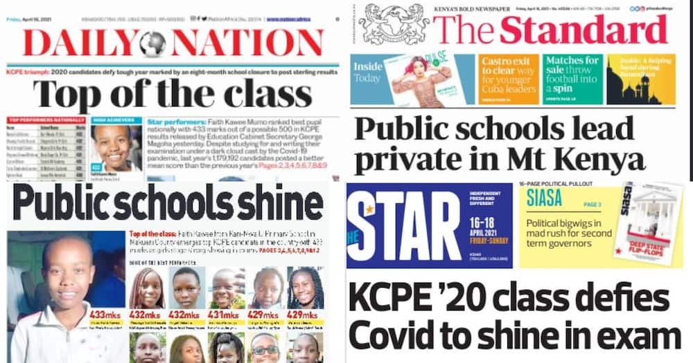 Kenyan Newspapers Review for April 16: Girls Outshine Boys in KCPE 2020 Results