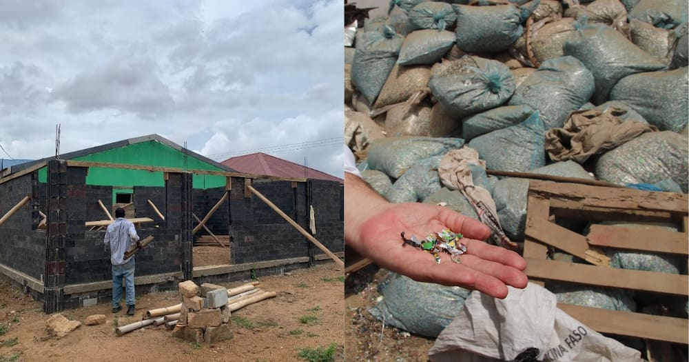 The story highlights four individuals who built houses out of waste materials.