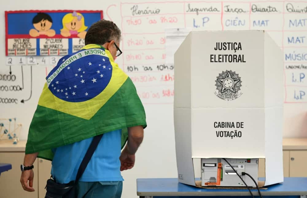 A polling station in Brasilia, on October 30, 2022, during the presidential run-off election -- defeated president Jair Bolsonaro has alleged that the machines are plagued by fraud