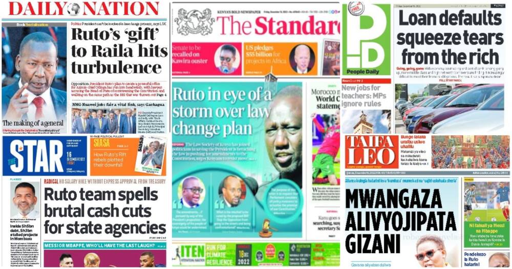 Kenyan newspapers for Friday, December 16.