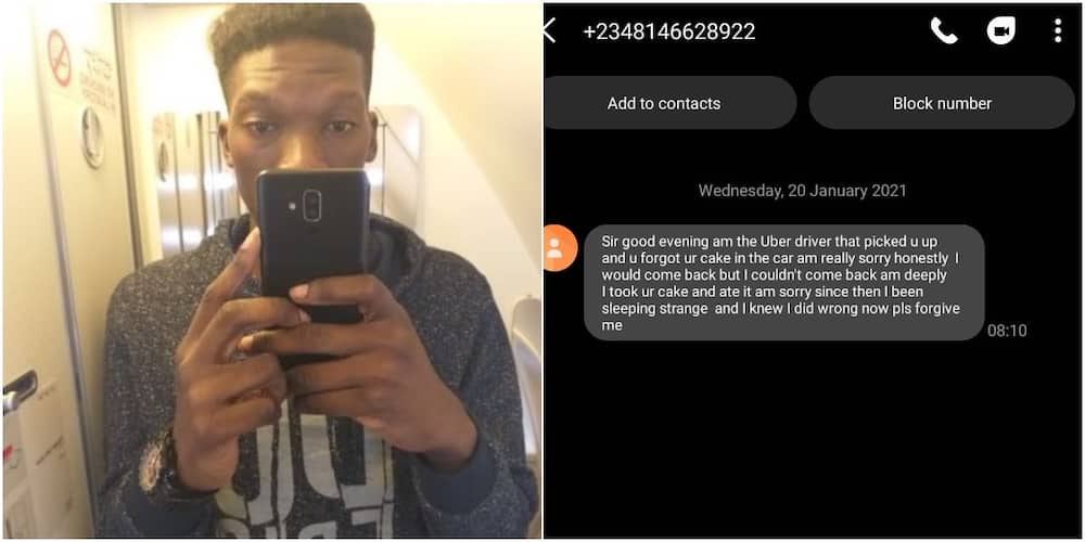 Taxify driver cries out, begs for forgiveness after eating passenger's cake, reveals what's happening to him