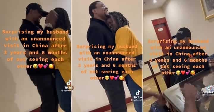 Nigerian lady pays surprise visit to hubby in China