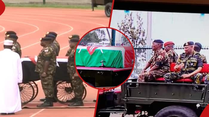 Sad Moment at Ulinzi Sports Complex as Body of General Ogolla Arrives for Military Honours Ceremony