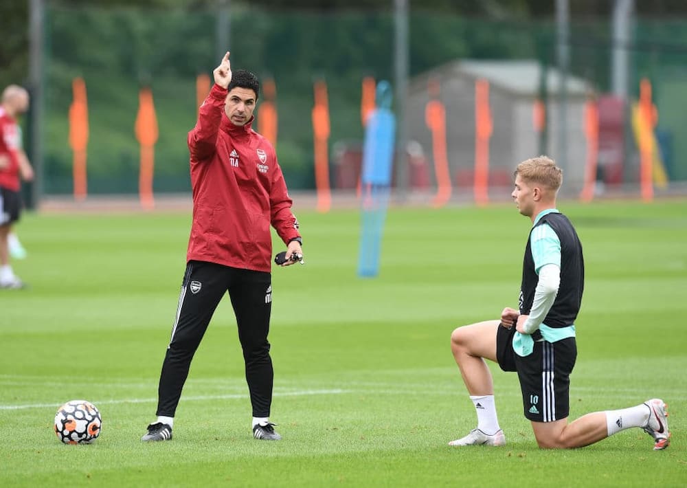 Mikel Arteta during one of Arsenal training sessions at London Colney earlier this month. Photo by Stuart MacFarlane/Arsenal FC.