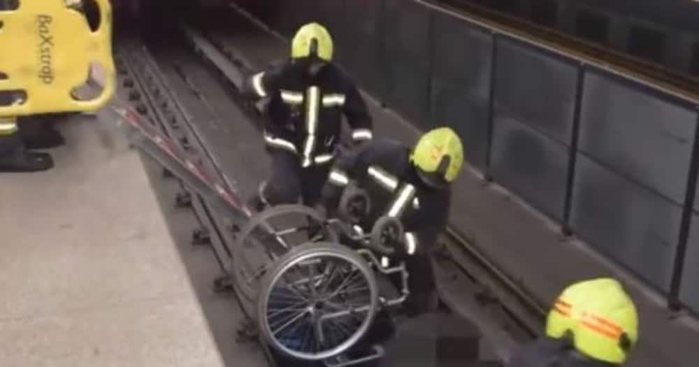 The wheelchair user slipped and fell off a track. Photo: CBS News.