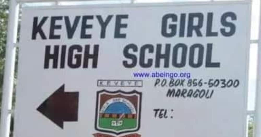 Keveye Girls High School Sign Board. Photo: Keveye Girls High School.