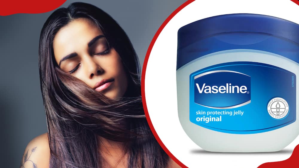Woman with her eyes closed and a jar of vaseline