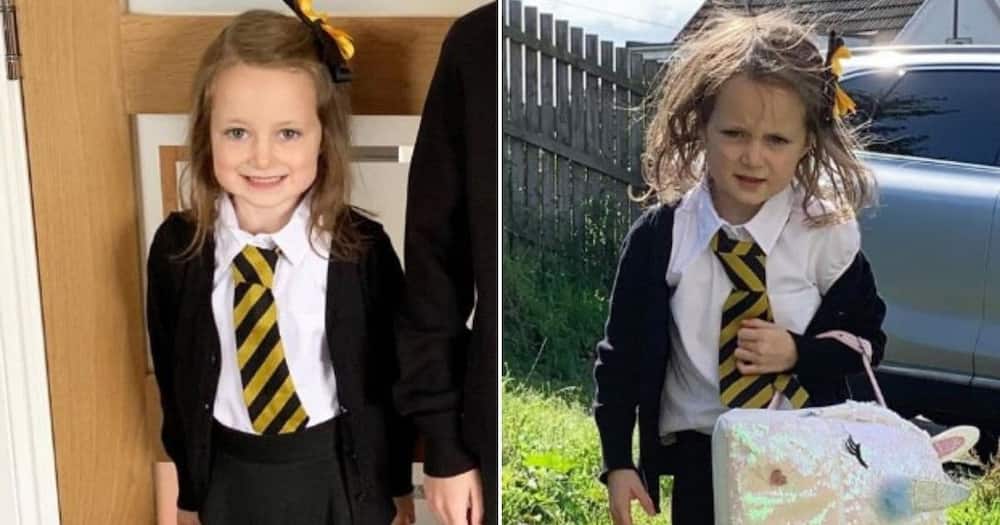 Mom shares hilarious photos of daughter before and after school