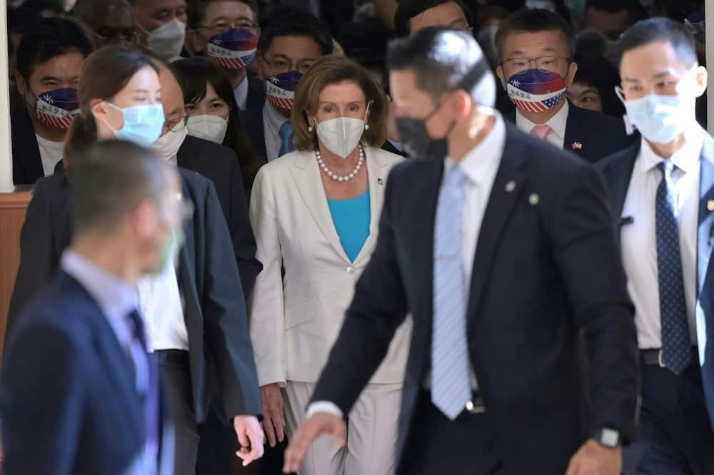 Visiting US House Speaker Nancy Pelosi arrives at the Parliament in Taipei, Taiwan