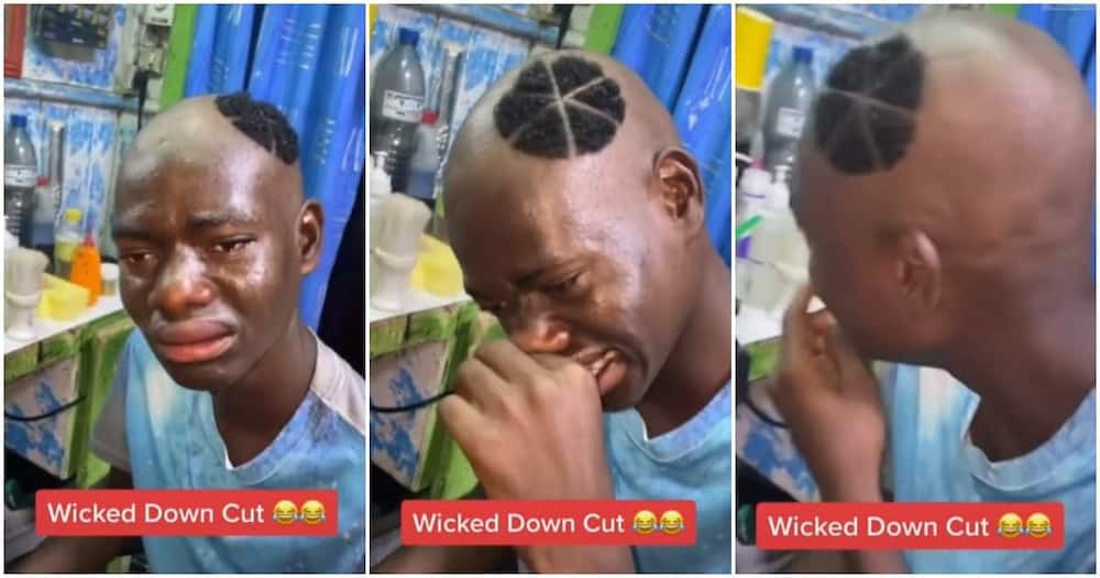 Young Man Weeps after Barber Gives Him Strange Haircut, Netizens React to  Video 