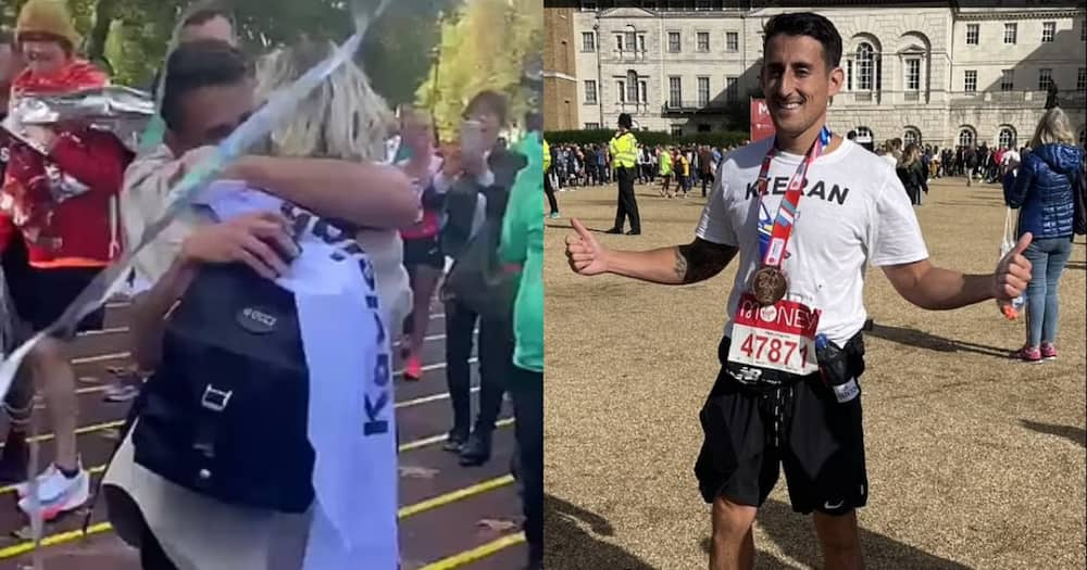 Marathoner proposes to his girlfriend.