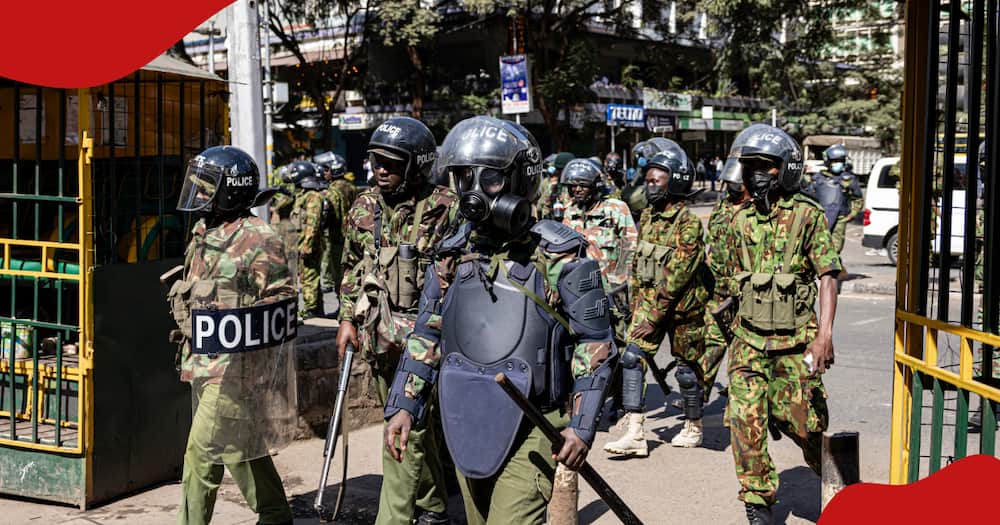 Police officers patrolling Nairobi streets.