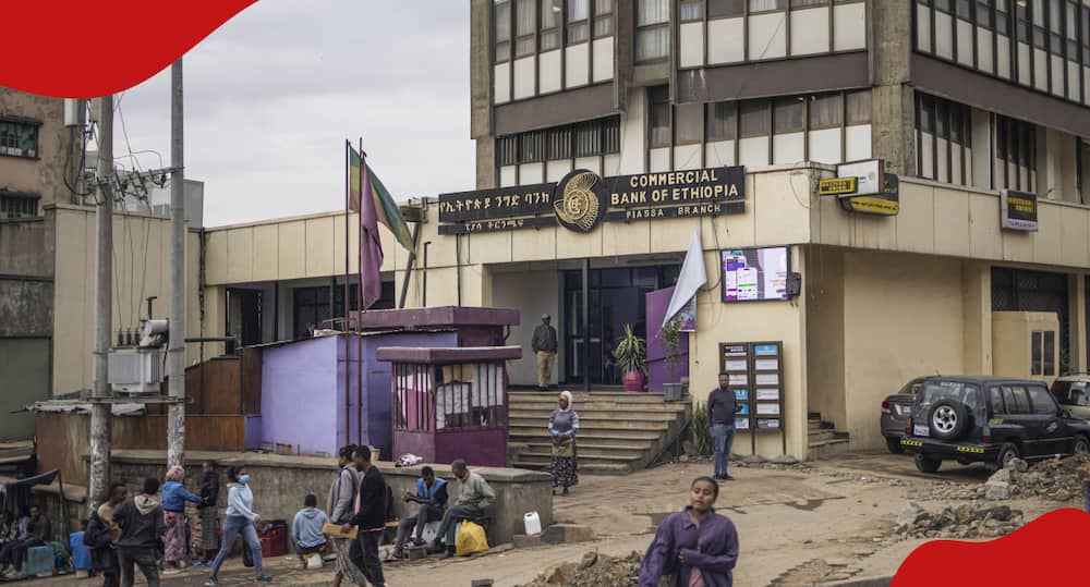 A entrance to the state-owned Commercial Bank of Ethiopia.