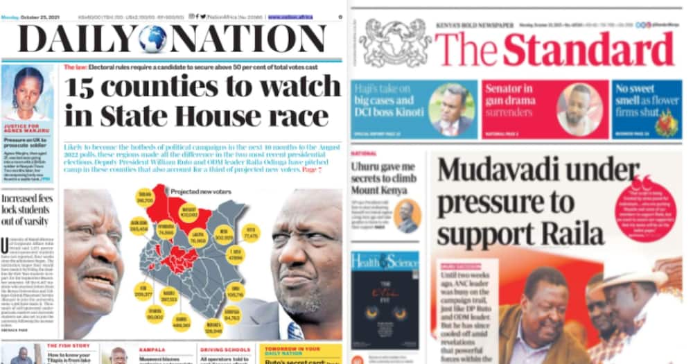 The local newspapers highlighted the counties that will hugely have a bearing on the 2022 presidential race.