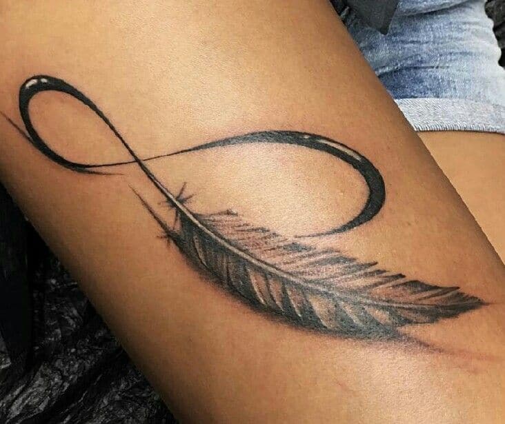 Infinity Symbol with Rainbow Feather